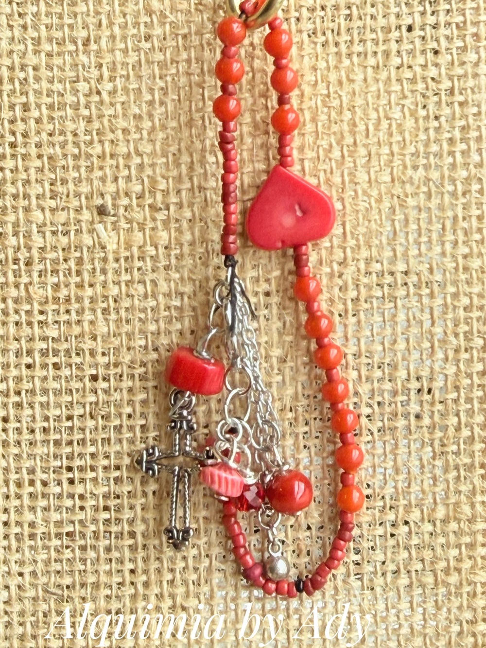 Vintage coral 🪸 Beaded Bracelet with  Charms